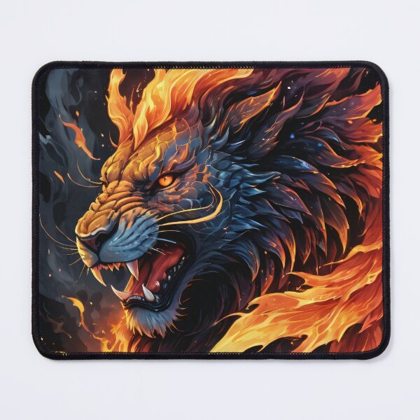 Item preview, Majestic Fantasy Lion with Intricate Patterns and Flames designed and sold by ByteyCreatives.
