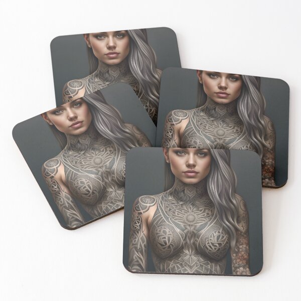 Item preview, Beautiful girl with intricate tattooed skin designed and sold by stine1.