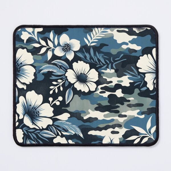 Item preview, Navy Blue Camo with Flowers designed and sold by Blink Art Studio.