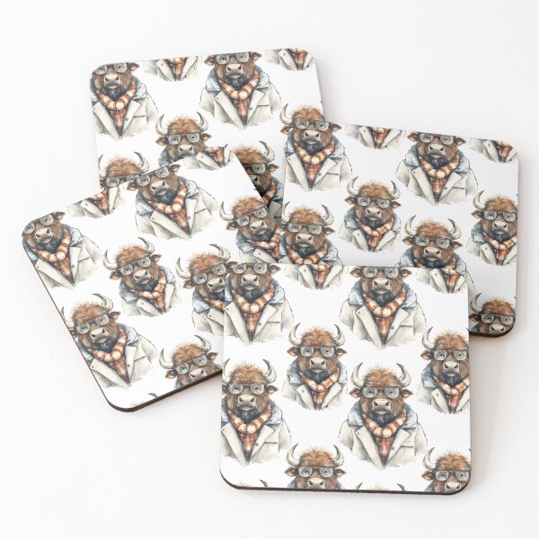 Item preview, A fun and quirky pattern featuring stylish buffaloes wearing glasses and coats.  designed and sold by Mariana Shymkovych.