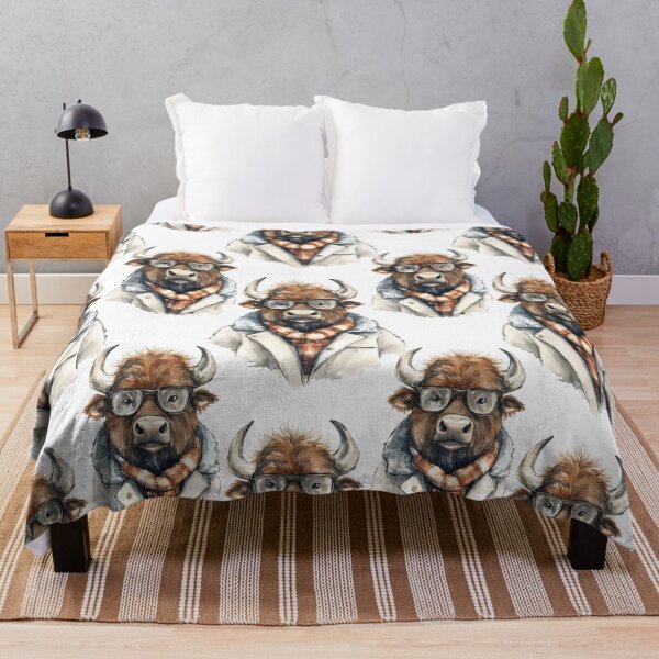 Item preview, A fun and quirky pattern featuring stylish buffaloes wearing glasses and coats.  designed and sold by Mariana Shymkovych.