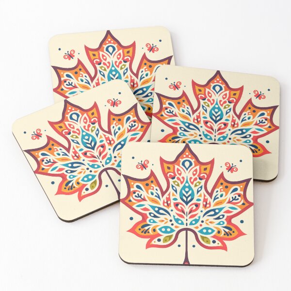 Item preview, Scandinavian Folk Art Maple leaf pattern  by heidiannemorris ©️  designed and sold by FOLK ART FUSION by heidiannemorris.
