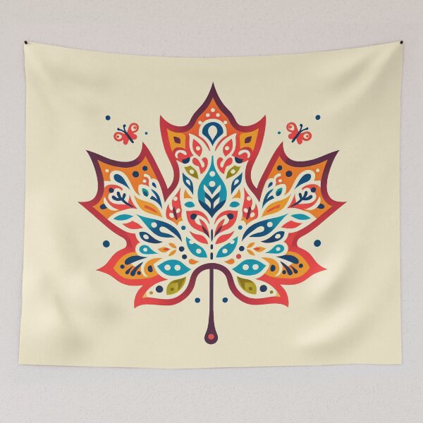Item preview, Scandinavian Folk Art Maple leaf pattern  by heidiannemorris ©️  designed and sold by FOLK ART FUSION by heidiannemorris.