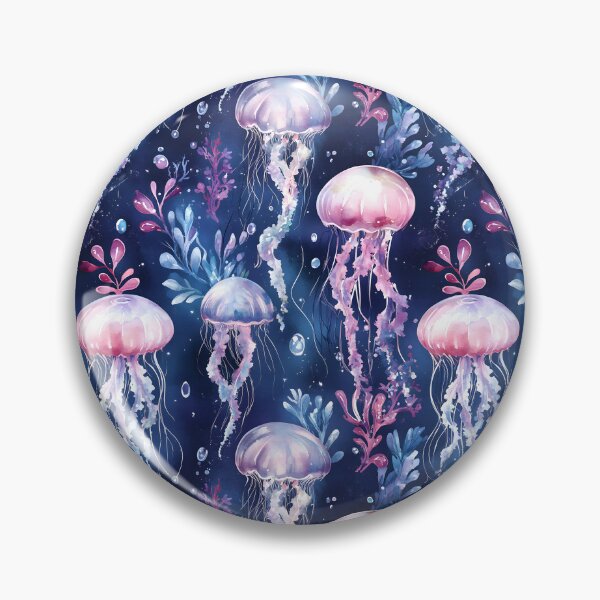 Item preview, A delicate watercolor pattern featuring floral jellyfish, blending marine life with botanical elements. designed and sold by Mariana Shymkovych.