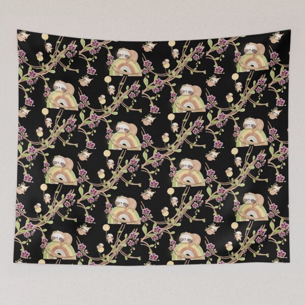 Item preview, Happy sloth with orchids designed and sold by PatternDesign91.