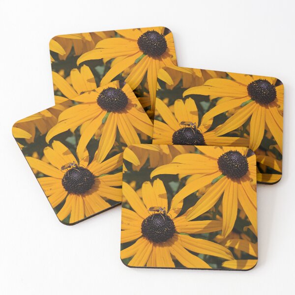 Item preview, Goldenrod Soldier Beetle on Yellow Flowers designed and sold by Quincy-Hedgehog.