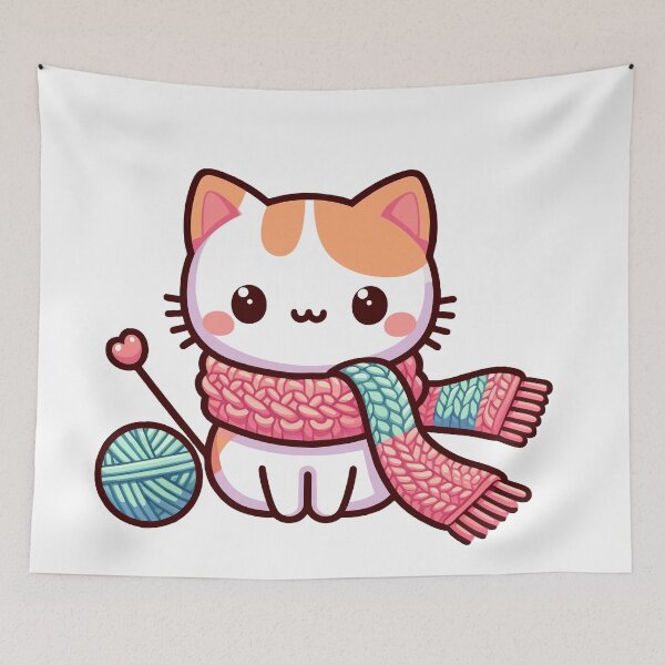 Item preview, cat knitting designed and sold by jkrphoto.