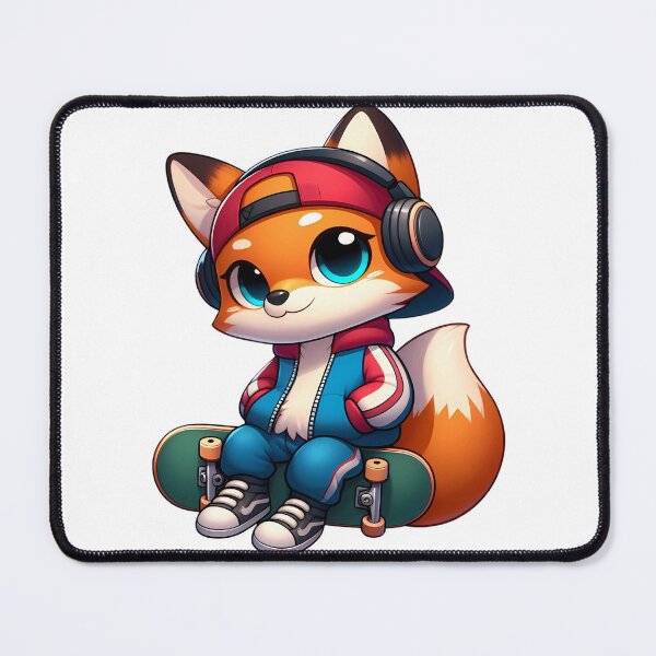 Item preview, Cool Fox with Headphones and Skateboard designed and sold by Kwanbaba21.