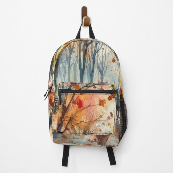 Item preview, A colorful autumn day in the park where people are walking and the leaves are swirling around and falling to the ground designed and sold by FotoworldEdel.