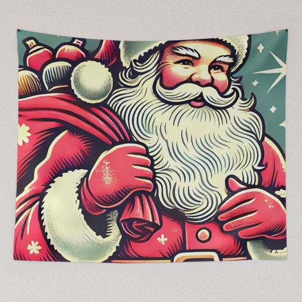 Item preview, Vintage 1950s Santa Claus with Toy Sack Illustration designed and sold by ZetaDream.