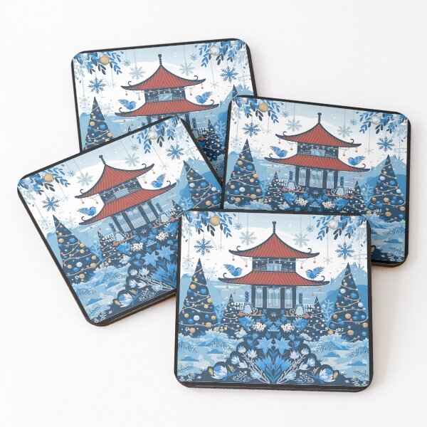 Item preview, Blue Chinoiserie Christmas designed and sold by nanka-art.