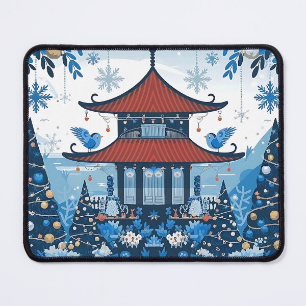 Item preview, Blue Chinoiserie Christmas designed and sold by nanka-art.