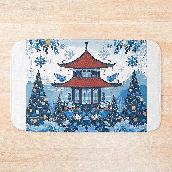 Item preview, Blue Chinoiserie Christmas designed and sold by nanka-art.