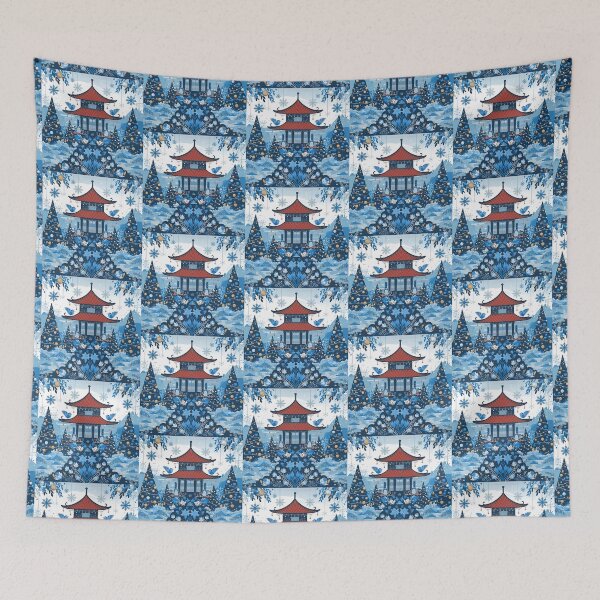 Item preview, Blue Chinoiserie Christmas designed and sold by nanka-art.