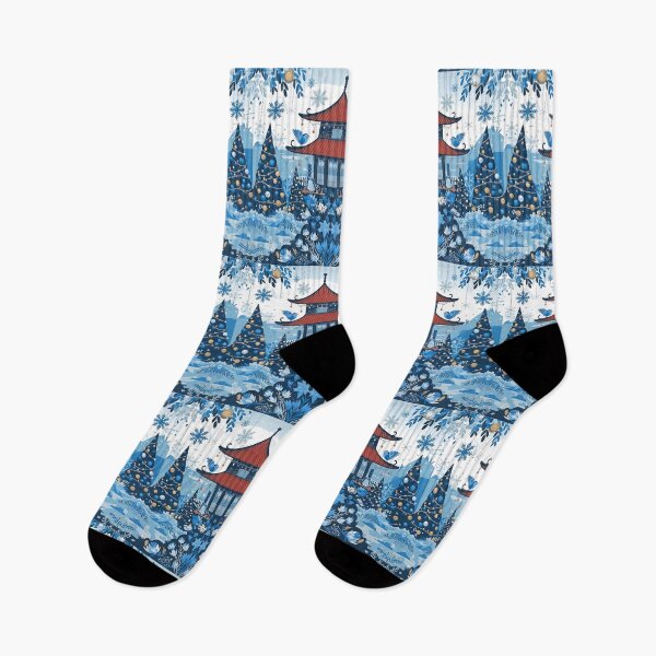 Item preview, Blue Chinoiserie Christmas designed and sold by nanka-art.