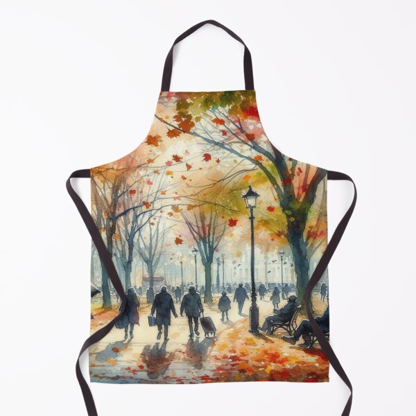 Item preview, A colorful autumn day in the park where people are walking and the leaves are swirling around and falling to the ground designed and sold by FotoworldEdel.