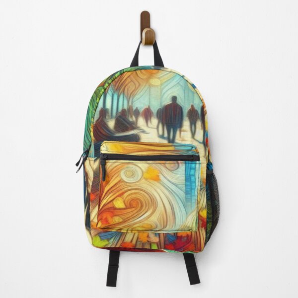 Item preview, A colorful autumn day in the park where people are walking and the leaves are swirling around and falling to the ground designed and sold by FotoworldEdel.