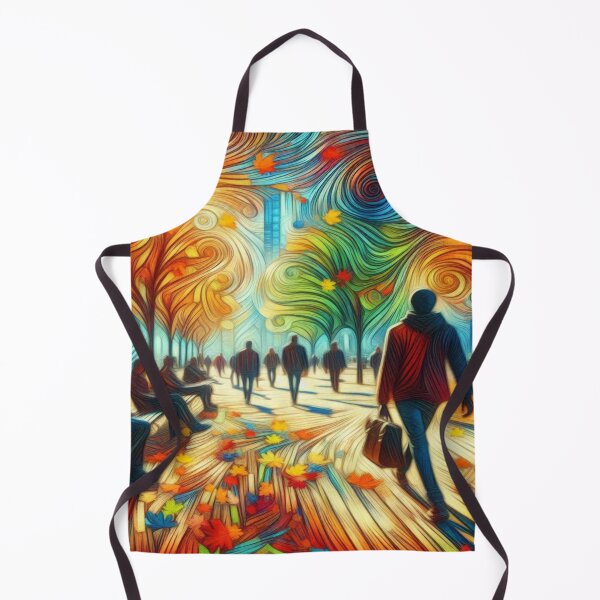 Item preview, A colorful autumn day in the park where people are walking and the leaves are swirling around and falling to the ground designed and sold by FotoworldEdel.