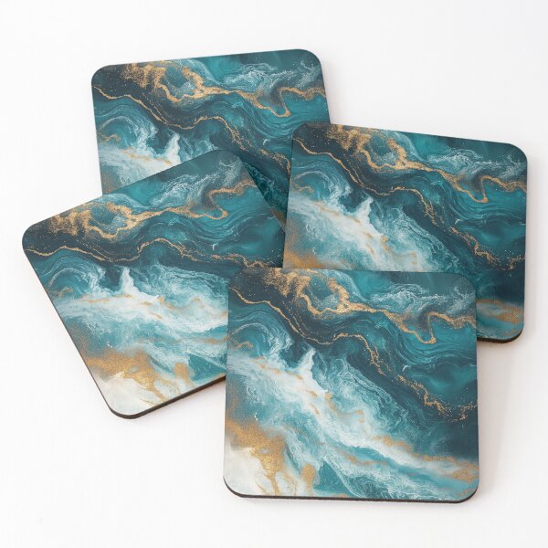 Item preview, White blue and gold waves designed and sold by Milega.