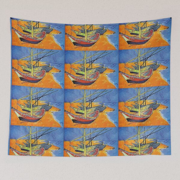 Item preview, Fishing Boats Vincent van Gogh painting Yachts Van Gogh print designed and sold by ArtUnova.