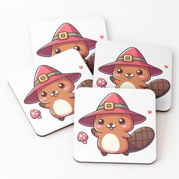 Artikelvorschau, Kawaii Biber mit Pilz | Süßer Biber mit Hexenhut | Waldtier entworfen und verkauft von istoriadesign.