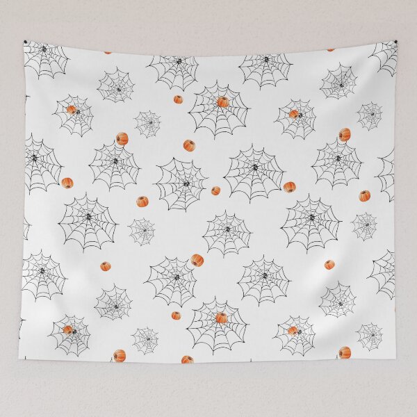 Item preview, Seamless pattern with Black spider web and cute pumpkins designed and sold by natalidesign.