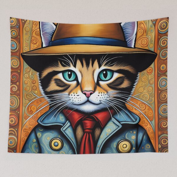 Item preview, Folk Art Kitten as a Detective designed and sold by Colin Bentham.