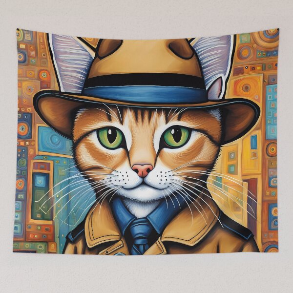 Item preview, Folk Art Kitten as a Detective designed and sold by Colin Bentham.