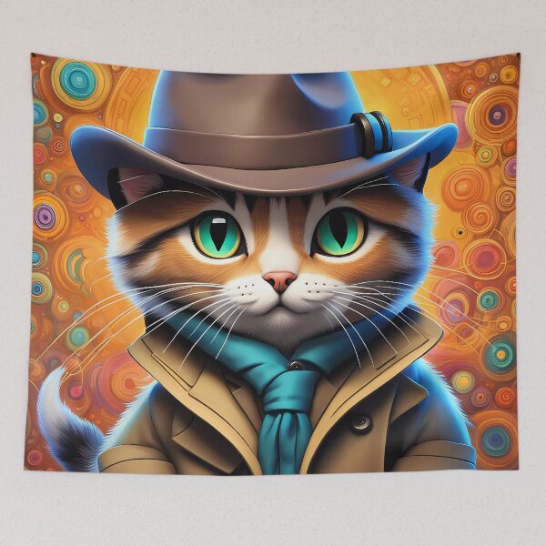 Item preview, Folk Art Kitten as a Detective designed and sold by Colin Bentham.