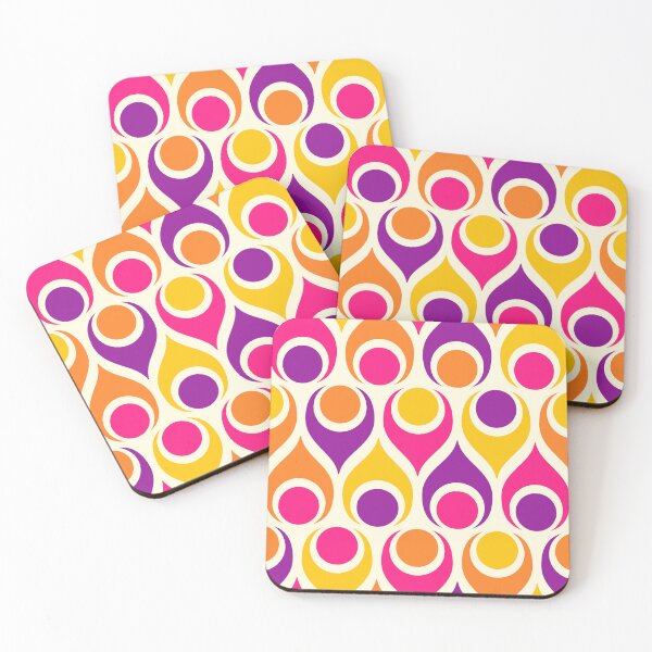 Item preview, Retro midcentury Atomic teardrops circles colorful geometric pattern designed and sold by Dana Du.