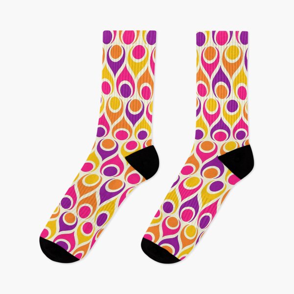 Item preview, Retro midcentury Atomic teardrops circles colorful geometric pattern designed and sold by Dana Du.