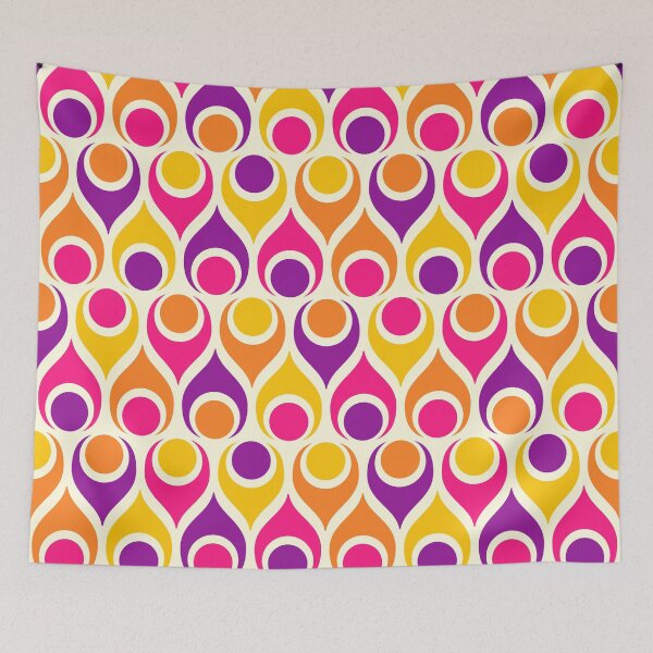 Item preview, Retro midcentury Atomic teardrops circles colorful geometric pattern designed and sold by Dana Du.