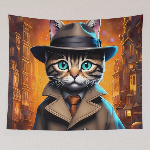 Item preview, Folk Art Kitten as a Detective designed and sold by Colin Bentham.