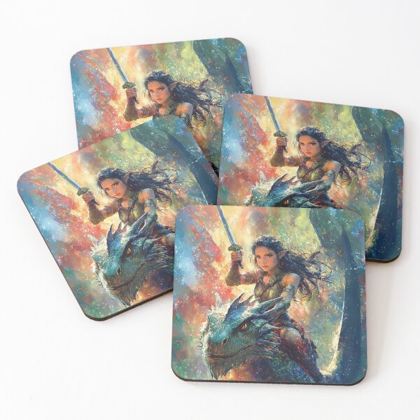 Item preview, Elven Warrior Woman Flying Dragon designed and sold by artbybrado.