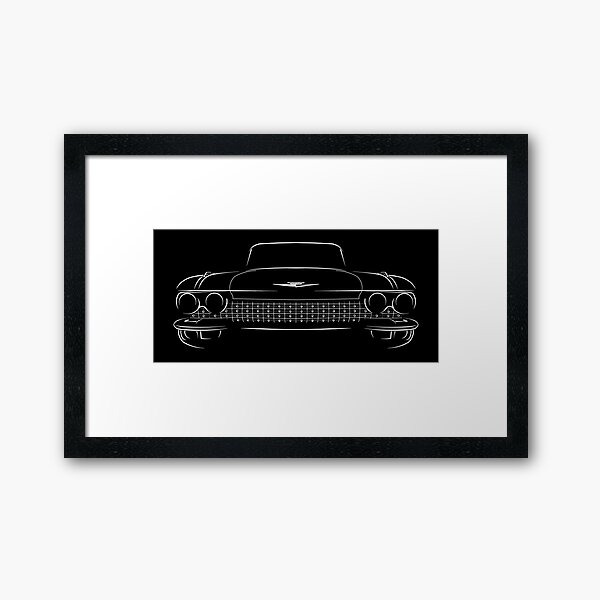 1960 Cadillac Front Stencil White Framed Art Print By Mal Photography Redbubble