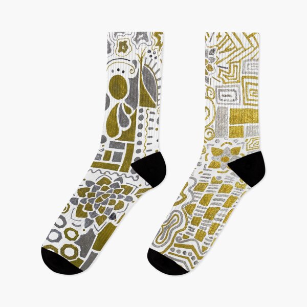 Item preview, Gold and Silver Doodle Patterns designed and sold by lynnbowersart.