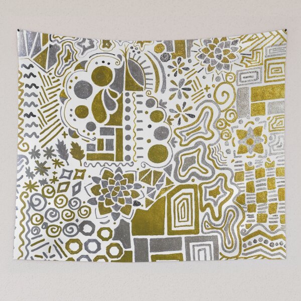Item preview, Gold and Silver Doodle Patterns designed and sold by lynnbowersart.