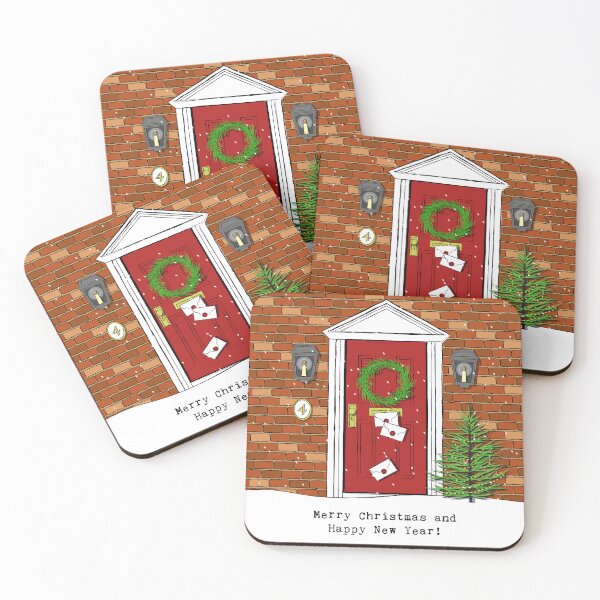 Item preview, Christmas door, door decorated with christmas wreath, red door, christmas landscape designed and sold by MoodyCauldron.