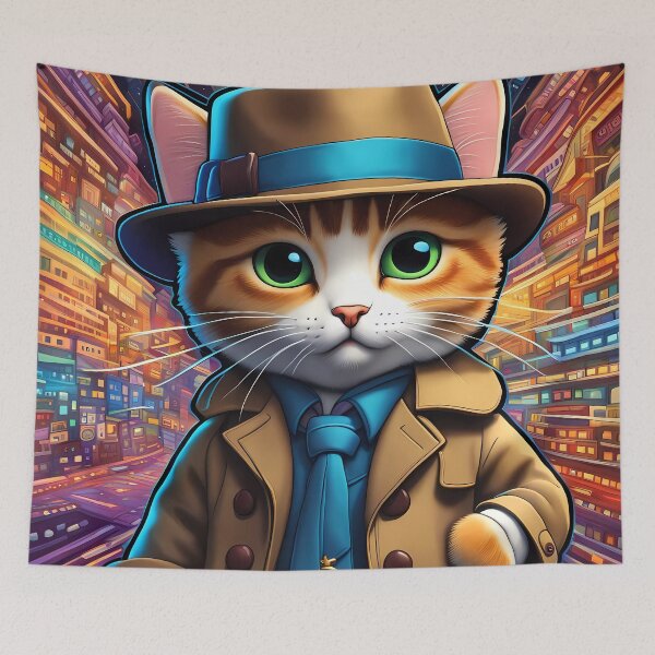 Item preview, Folk Art Kitten as a Detective designed and sold by Colin Bentham.