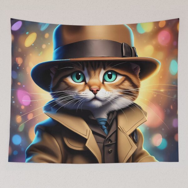 Item preview, Folk Art Kitten as a Detective designed and sold by Colin Bentham.