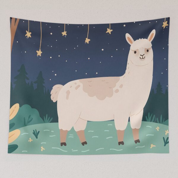 Item preview, Cute Llama in the Autumn night designed and sold by WoollenLlama.