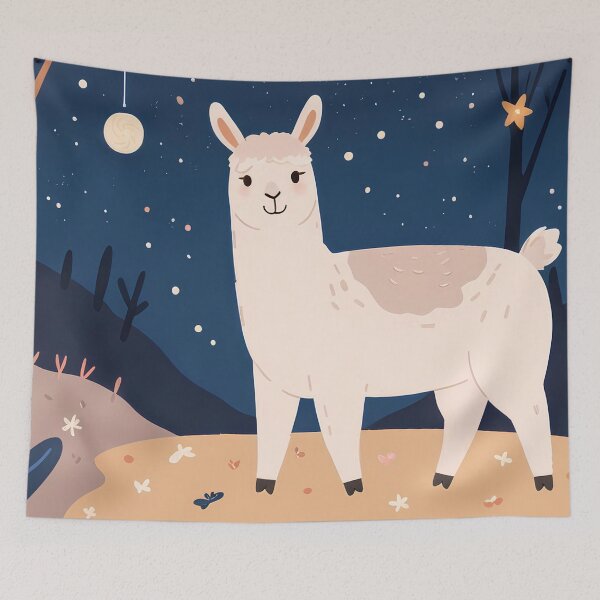 Item preview, Cute Llama in the Autumn night designed and sold by WoollenLlama.