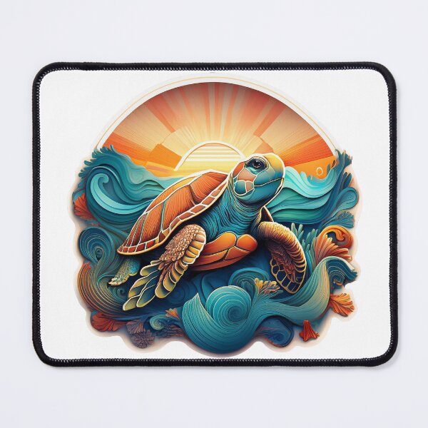 Item preview, Sea Turtle Sunset and Waves Retro Vintage Turtle Artwork designed and sold by Mandeville Photography.