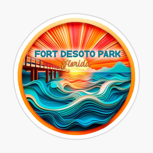 Item preview, Fort Desoto Park Florida Retro Vintage Sunset Artwork designed and sold by Christy Mandeville.