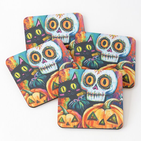 Item preview, Colorful Halloween Fusion: Skulls, Pumpkins, and Cat  designed and sold by Soul-Sparks.