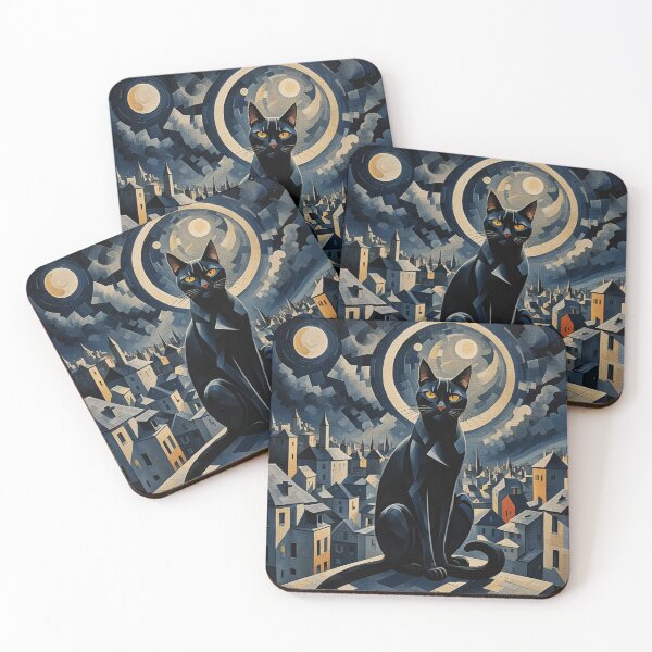 Item preview, Black Cat on the Moonlight at Night designed and sold by Erlin Rudho.