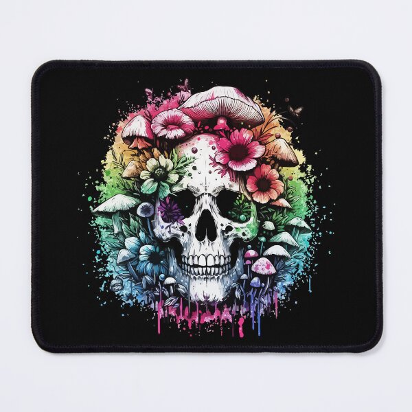 Item preview, Skull Overgrown Flowers And Mushrooms Street Art designed and sold by TomFrontierArt.