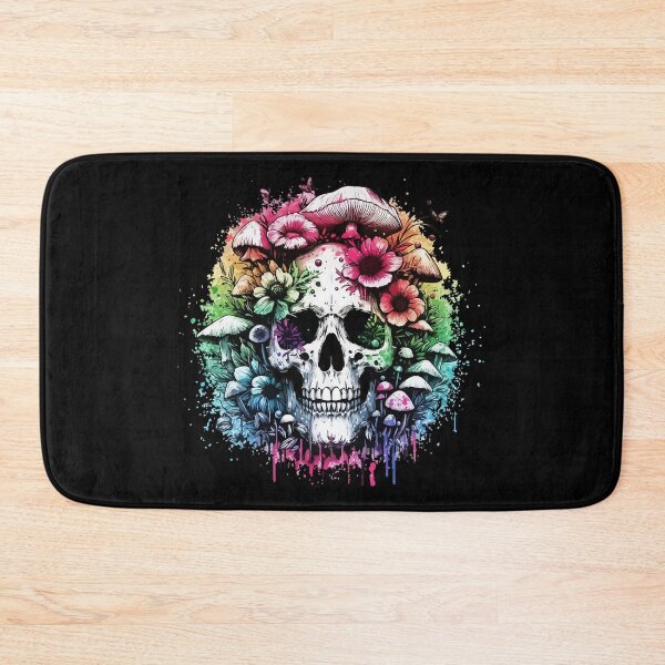 Item preview, Skull Overgrown Flowers And Mushrooms Street Art designed and sold by TomFrontierArt.