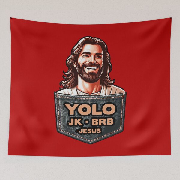 Item preview, YOLO JK BRB Jesus designed and sold by plushism.
