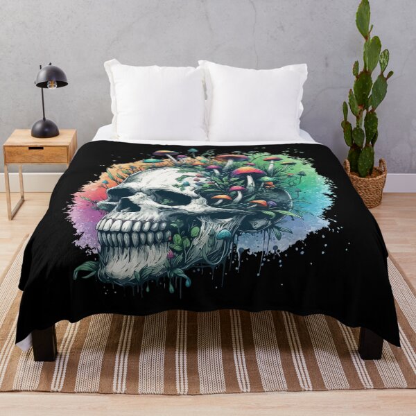Item preview, Skull Overgrown Plants And Mushrooms Street Art designed and sold by TomFrontierArt.